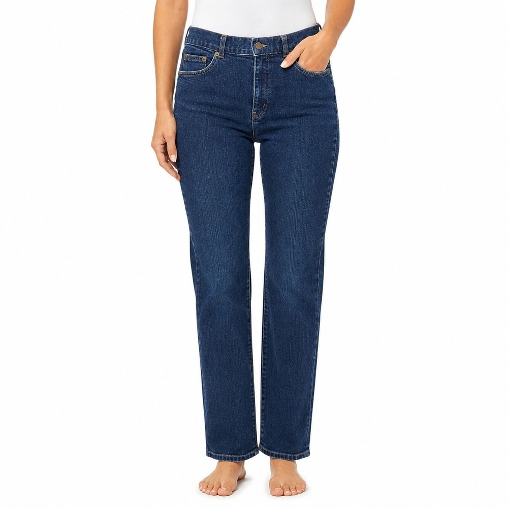 Lauren Jeans Co High Rise Straight Leg Jeans Dark Wash Denim Women's Size 10